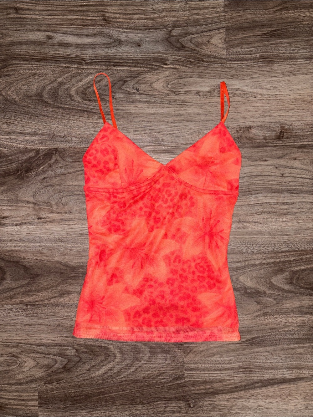 Women’s Neon Coral Spaghetti Strap Cami Top